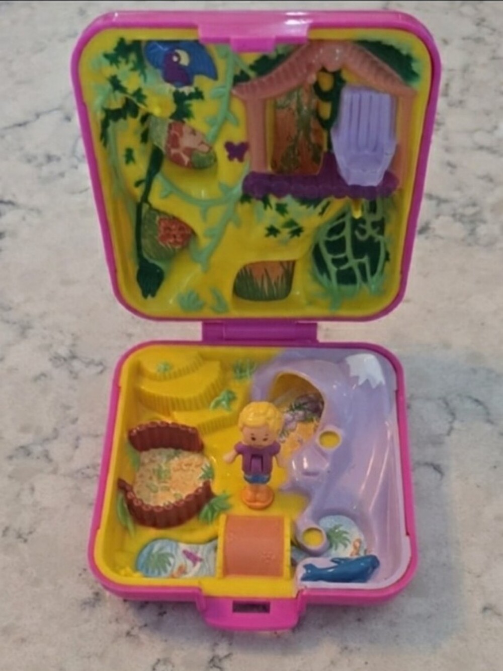 Vintage Bluebird 1989 Polly Pocket Wild Zoo World Jungle Compact & OG Polly